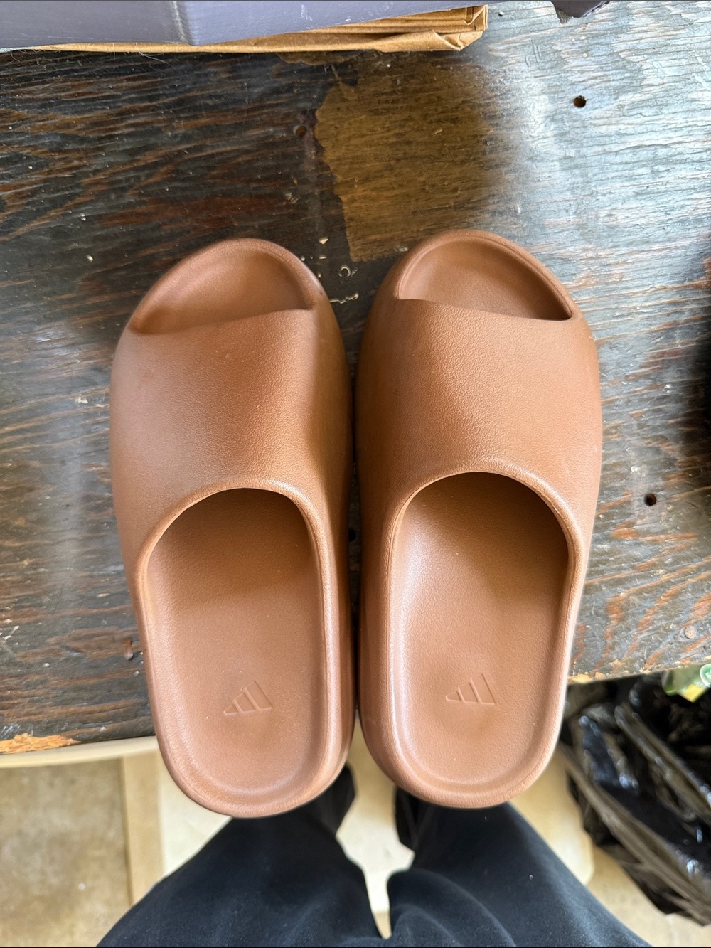 adidas Brown Foam Slide Sandals